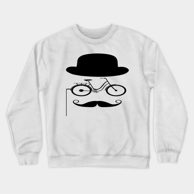 Man Bicycle Monocle Moustache Crewneck Sweatshirt by naturebabylon